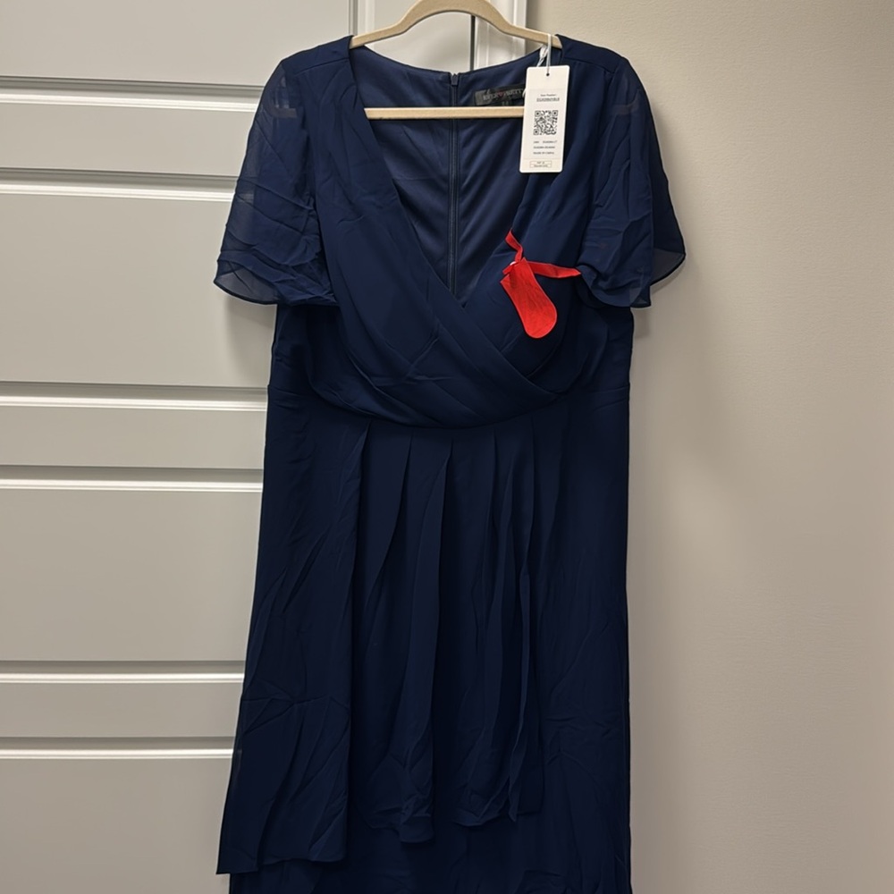 Ever Pretty Navy Blue High Low Flutter Sleeve Dress - Picture 3 of 4